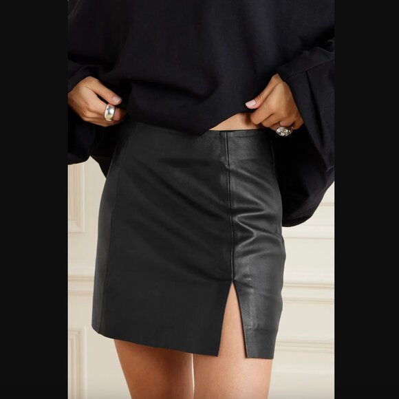Reformation Veda Margie Leather Mini Skirt - Size 2 - Picture 1 of 14